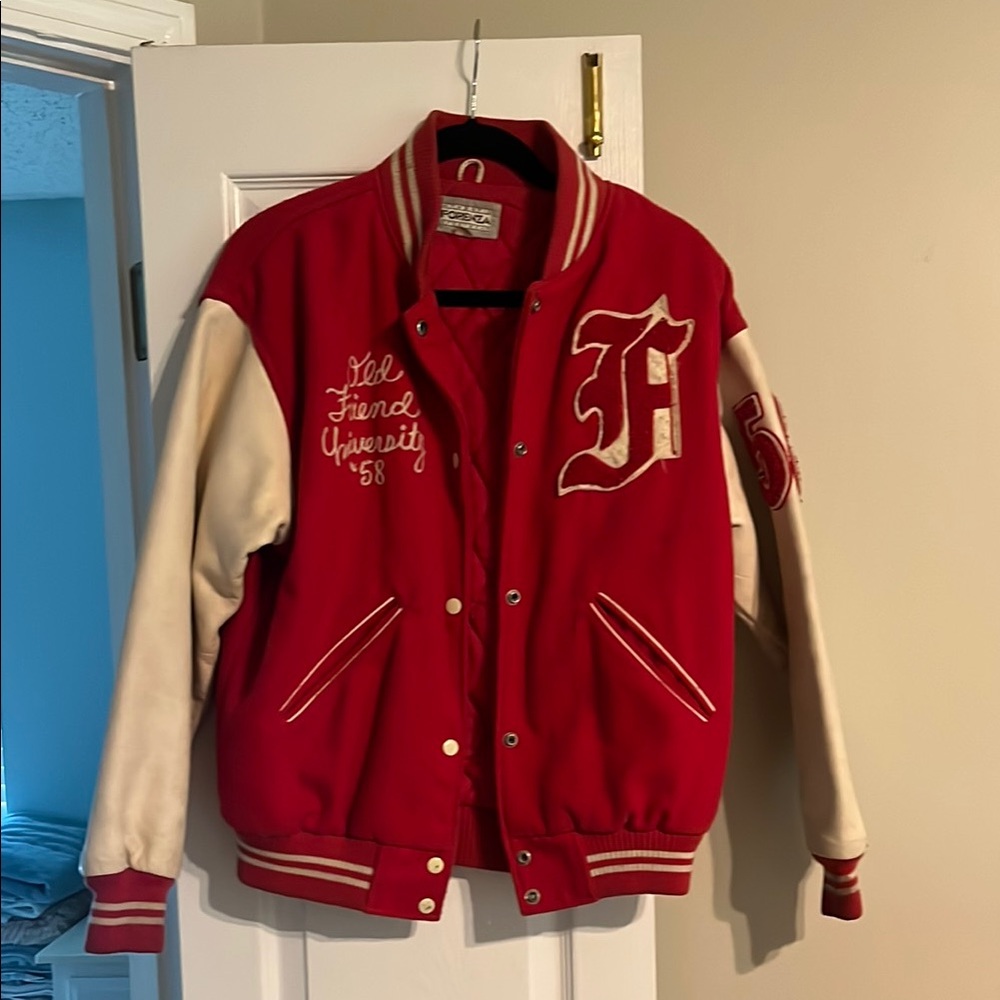 Red and Cream Varsity Jacket 1989
